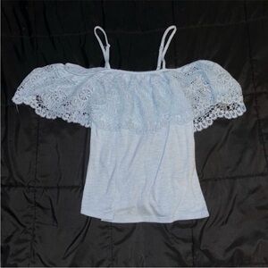 NOBO Light Blue Lace Off-Shoulder Blouse